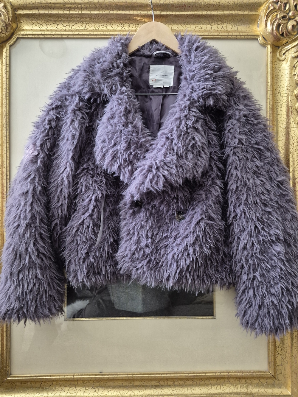 💕Anthropologie Lilac Faux Fur Coat Size XS💕